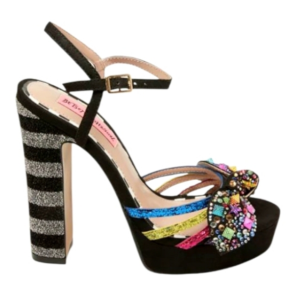 Betsey Johnson Tobie Embellished Platform Heeled Sandals - Picture 2 of 16